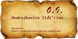 Ondrejkovics Ilárion névjegykártya